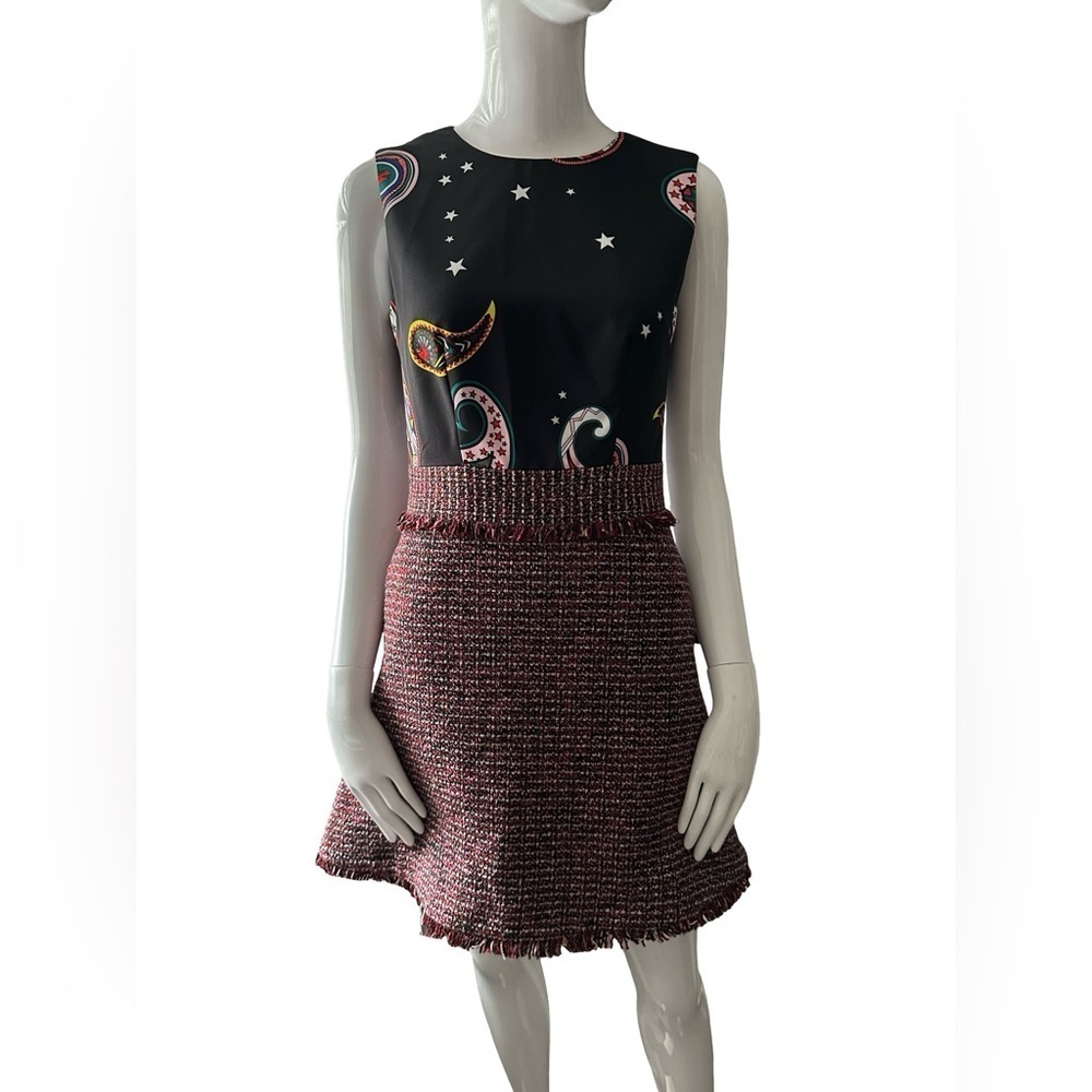 A-Line Mini Skirt in Black and Red Dress